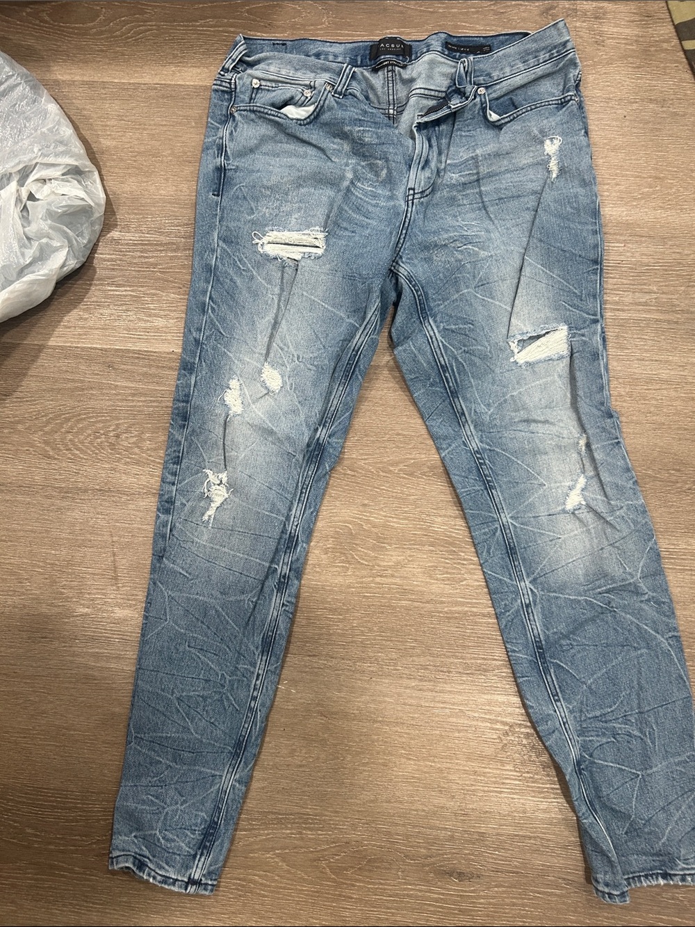 PacSun Men's Light Blue Distressed Skinny Jeans